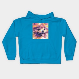 Pomeranian Dog Bright colorful pop dog art Kids Hoodie